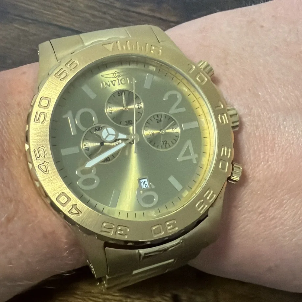 Invicta‎ Tritnite 1270 Men's Watch 50mm Gold Tone Chronograph Stainless Steel